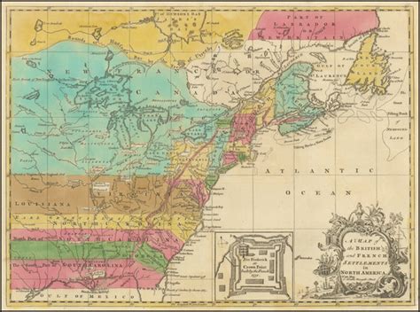 A Map Of The British And French Settlements In North America With Fort