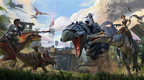 HD wallpaper: Video Game, ARK: Survival Evolved, Battle, Dinosaur ...