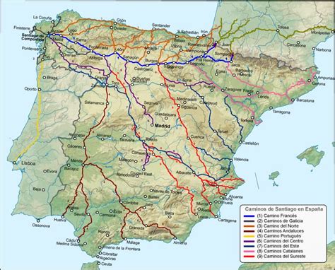 Map Of Camino De Santiago Routes Planningrolf