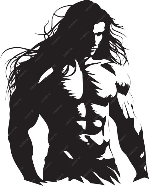 Premium Vector | Ripped Rebellion Long Haired Bodybuilder Emblem Strand