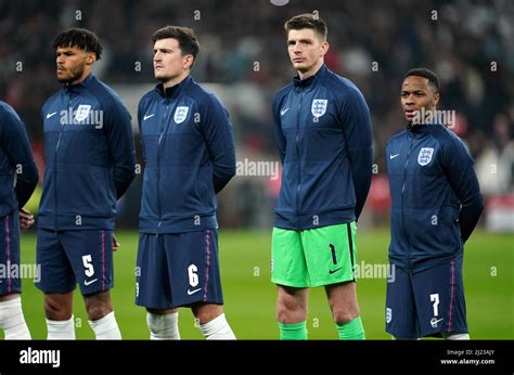 Left To Right Englands Tyrone Mings Harry Maguire Nick Pope And