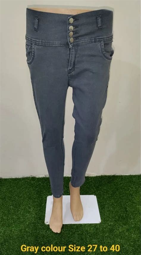 Skinny Ladies Grey Denim Jeans Button Bottom At Rs 400piece In Jetpur Id 2850805605391