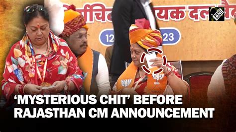 Moments Before Rajasthan CM Announcement Vasundhara Raje Showed Chit