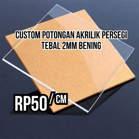 Jual TERMURAH Custom Potongan Akrilik 2mm Bening Bentuk Persegi Kotak