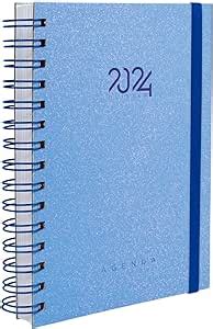 Agenda 2024 Plus Capa Dura Cores Spot Glitter Azul Claro Amazon