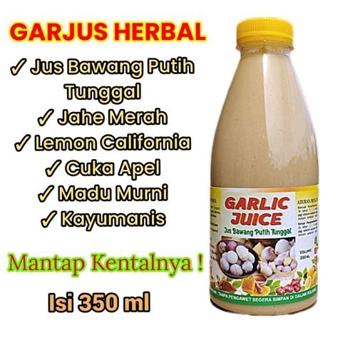 Jual Jus Bawang Putih Tunggal Jahe Merah Lemon Madu Murni Cuka Apel