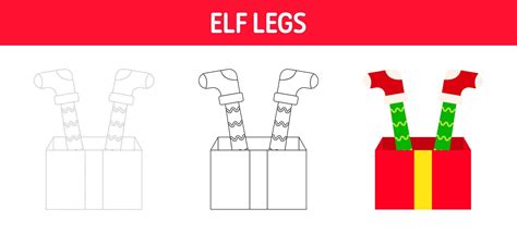 Christmas Elf Feet tracing and coloring worksheet for kids 14371010 ...