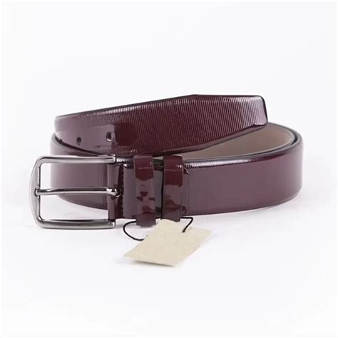 Buy Burgundy Patent Mens Vegan Leather Belt Dress Leatherbeltsonline