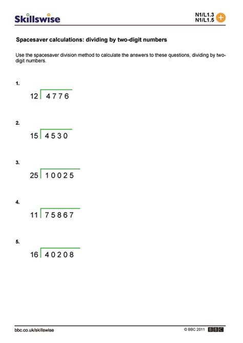 Division By Two Digit Numbers Worksheets