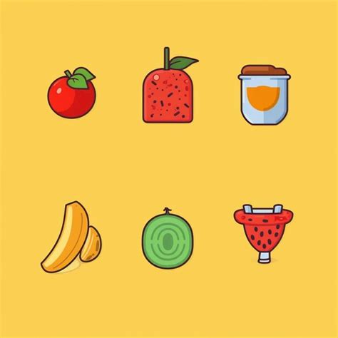 Un Conjunto De Iconos De Frutas Y Verduras En Un Ai Generativo De Fondo