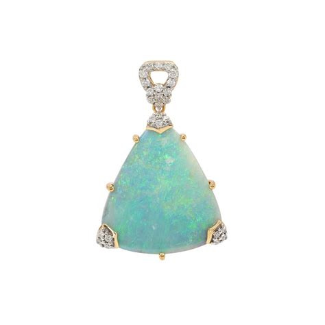 Coober Pedy Opal Argyle Diamond 18K Gold Lorique Pendant MTGW 14