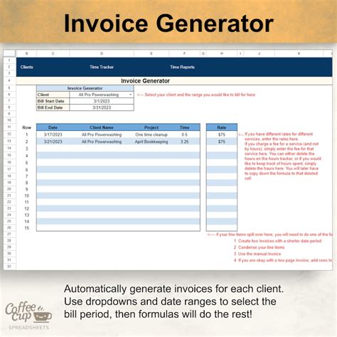 Billable Hours Project Tracker And Invoice Google Sheet And Excel