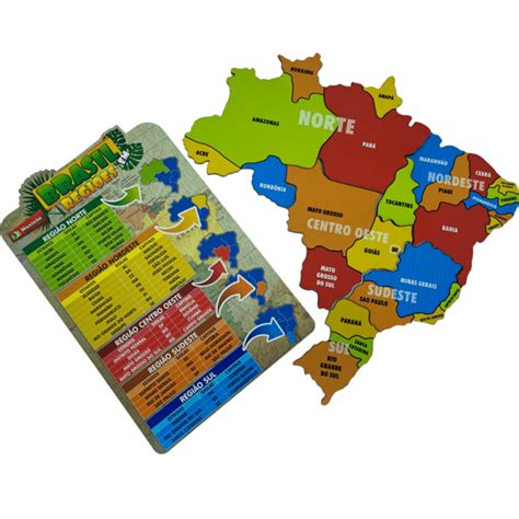 Quebra Cabe A Mapa Do Brasil Em Regi Es Mdf Maninho