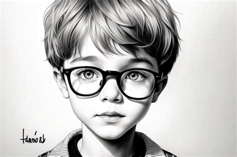 Premium Photo | Photo a drawing of a boy with glasses that says the word