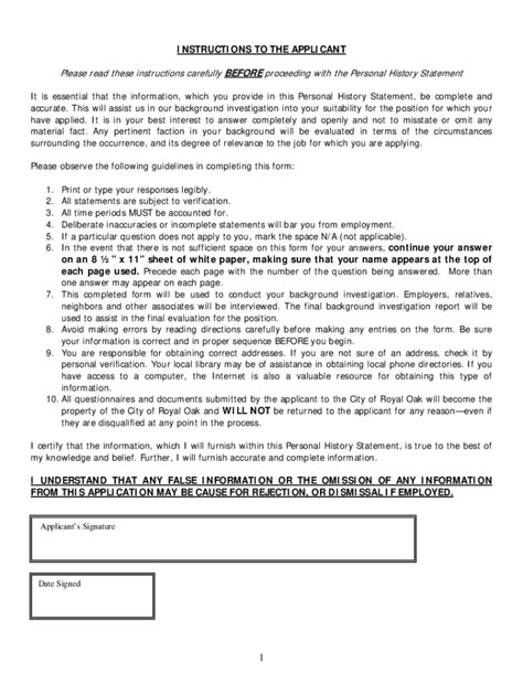 Fillable Online Personal History Statement Civilian Fax Email