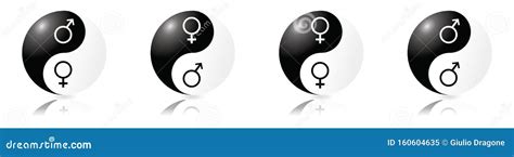 Yin Yang Male Female Symbols Vector Illustration