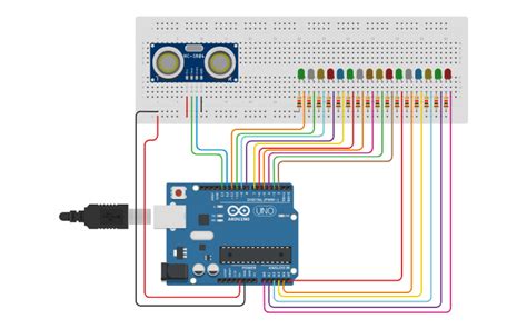 Circuit Design Desafío Distancia Sensor Tinkercad