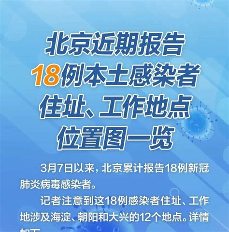 北京近期报告18例本土感染者住址、工作地位置，一图了解→来源感染者工作地