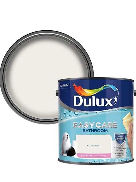 The Dulux Easy Care Bathroom Paint Is White And Has A Blue Tin On It