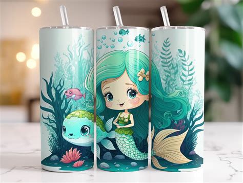 Mermaid Tumbler Wrap 20 Oz Skinny Tumbler Wrap 20oz Tumbler Png