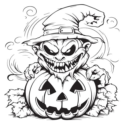 halloween coloring pages with cute witch 27005048 Vector Art at Vecteezy