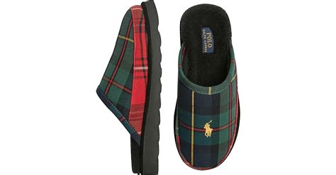 Polo Ralph Lauren Clog Slippers Multi Tartan Plaid Mens Shoes Mens Wearhouse