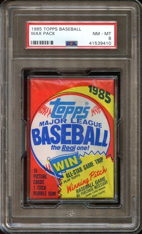 1985 Topps Baseball Unopened Wax Pack Psa 8 Packing Wax Psa