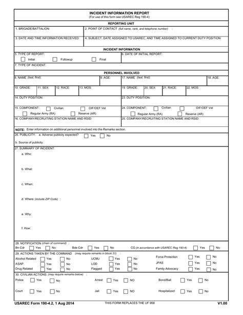 Usarec Form 190 4 2 Fill Out Sign Online And Download Fillable Pdf Templateroller