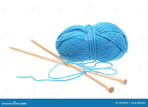 Blue Woolen A Thread With Spokes For Knitting Stock Image - Image of ...