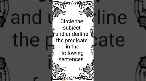 Circle The Subject And Underline The Predicate YouTube