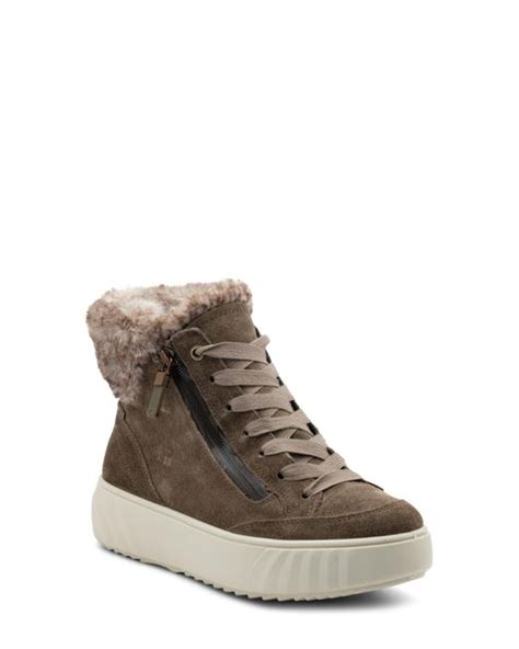 Ara Mikayla Faux Fur Lined Lace Up Boot In Brown Lyst