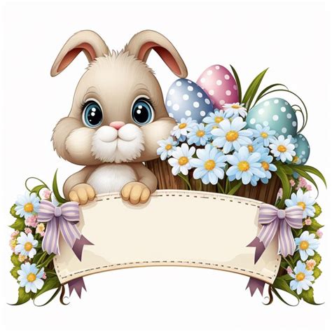 Cartoon Hase Mit Ostereiern Und Blumen Mit Einer Banner Generativen Ki