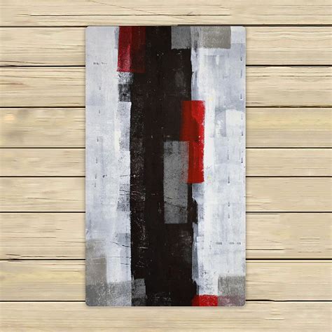 Red And Grey Abstract Art Painting Beach Bath Towels Shower Towel For