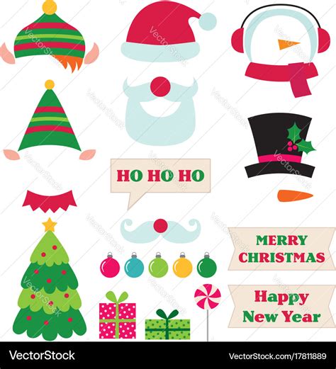 Christmas Photo Booth Props Royalty Free Vector Image