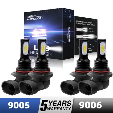 Combo Led Headlight Bulbs Kit High Low Beam Super Bright