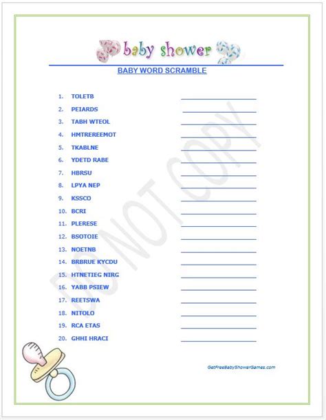 Baby Scramble Printable Worksheets Adorable Baby Shower Word