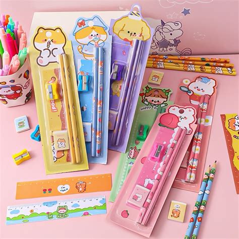 In Pencil Ruler Set Cute Cartoon Student Stationery Set Ruler