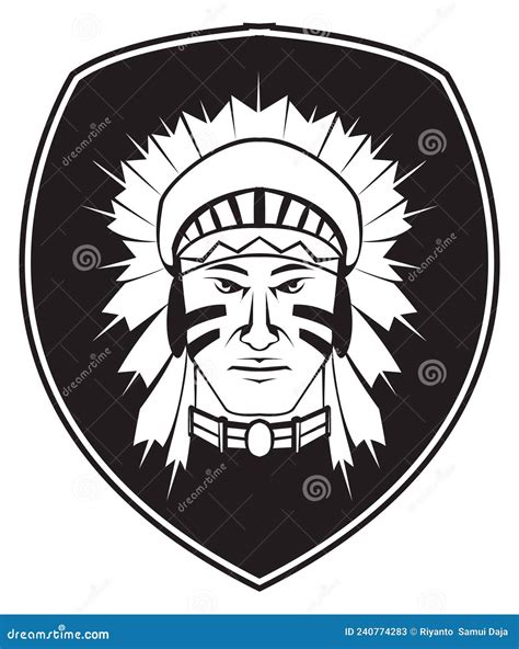 Black And White Apache Head Symbol Illustration Stock Vector