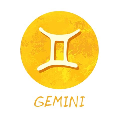 Premium Vector Hand Drawn Gemini Zodiac Sign In Golden Round Frame