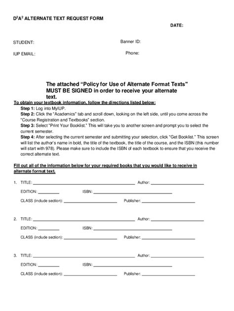 Fillable Online DSP Alternate Format Text Request Form DU Student