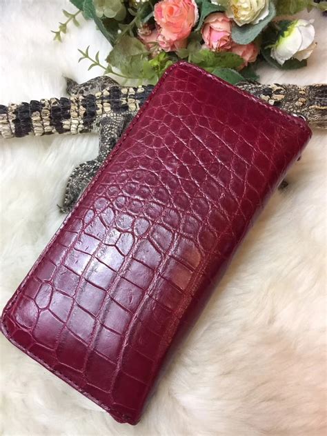 100 Genuine Crocodile Leather Long Size Women Wallet Purss Zipper