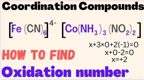 Oxidation Number Coordination Compounds Oxidationnumber Coordinationcompounds Youtube