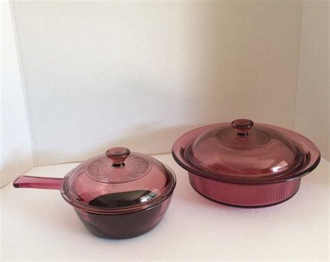 Pyrex Corning Visions Cookware Cranberry 1 Quart Pot And Sauce Etsy