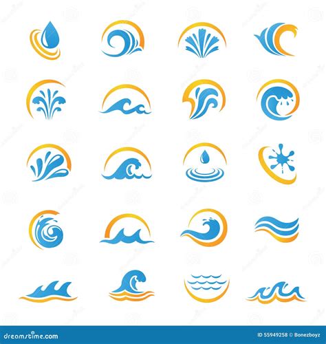 Set Of Water And Sea Symbol Icons Stock Vector - Image: 55949258