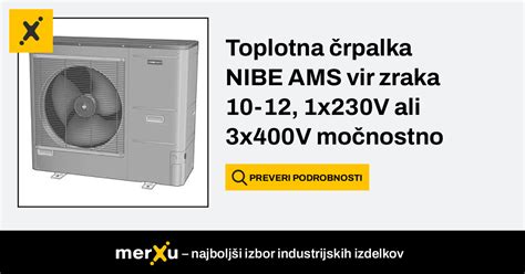 Nibe Toplotna črpalka AMS vir zraka 10 12 1x230V ali 3x400V močnostno