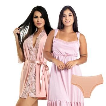 Kit Gestante Camisola Amamenta O Calcinha P S Parto E Robe Mag