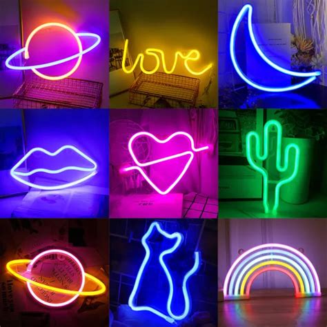 Batteryandusb Led Neon Light Sign Bar Wall Decor Night Light Planet Love