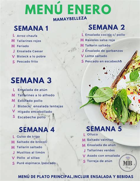 Menú Enero Menú Semanal De Comidas Comidas Saludables Y Faciles Comidas Semanales