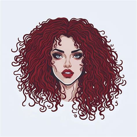 Premium Vector Beautiful Girl Portrait With Curly Hair Vector Illustration