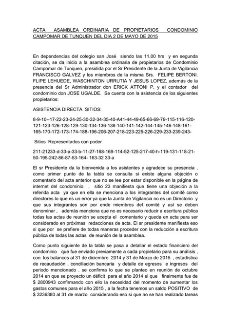 Modelo De Acta De Asamblea De Vecinos Noticias Modelo Images And